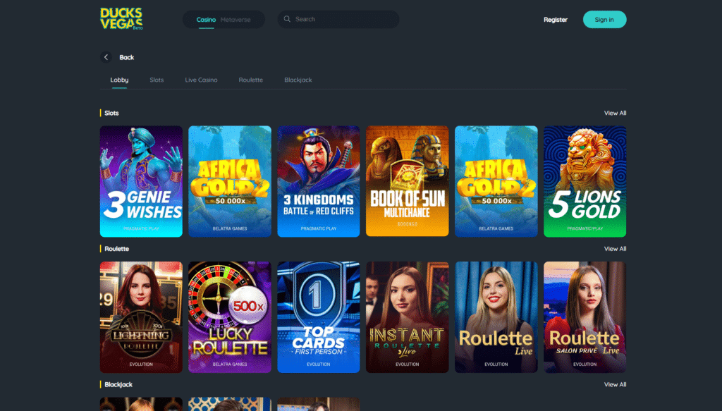 DucksVegas - Online Crypto Casino Games and Software providers