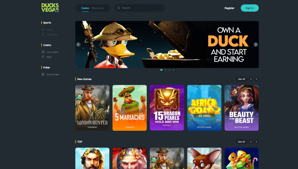 DucksVegas - Online Crypto Casino powered with NFTs