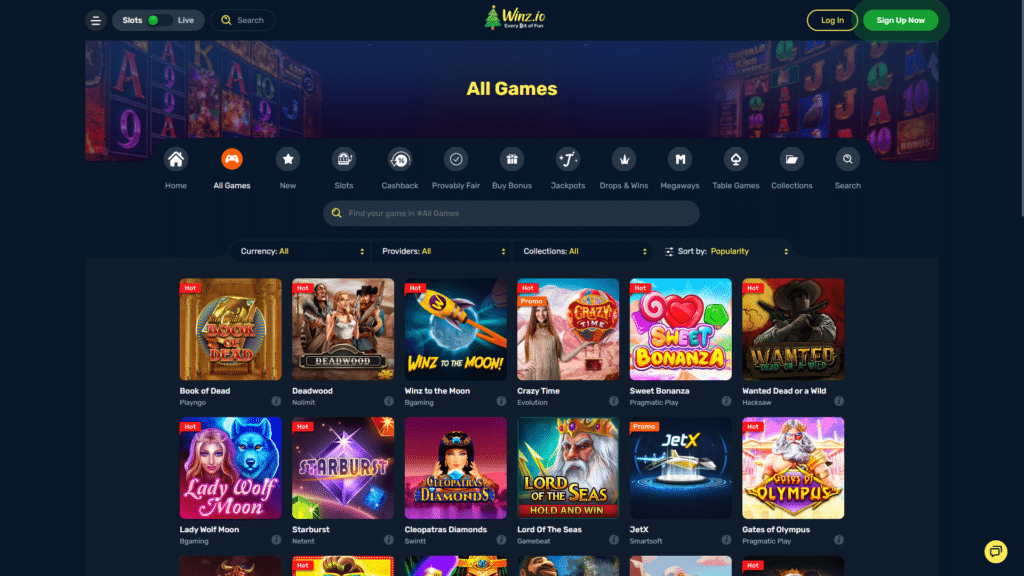 Winz.io Online Bitcoin Casino Games and Software Providers