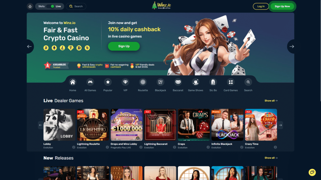 Winz.io Online Casino Live Dealer Games