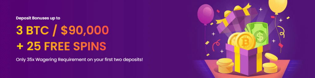 TrustDice Crypto Casino - Welcome Bonus up to 3 BTC + 25 Free Spins