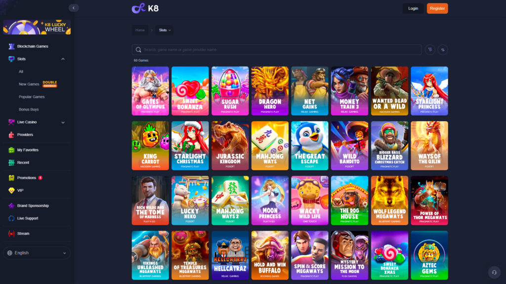 Huge Variation of 4,000 Slot Games to Play at K8.io Crypto Casino