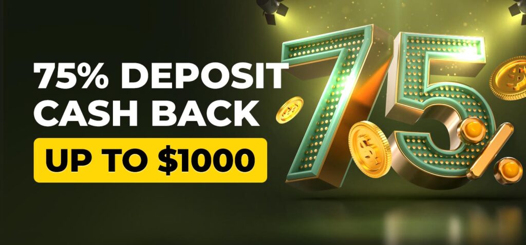 Get 75% Deposit Cashback reward up to $1000 on K8.io