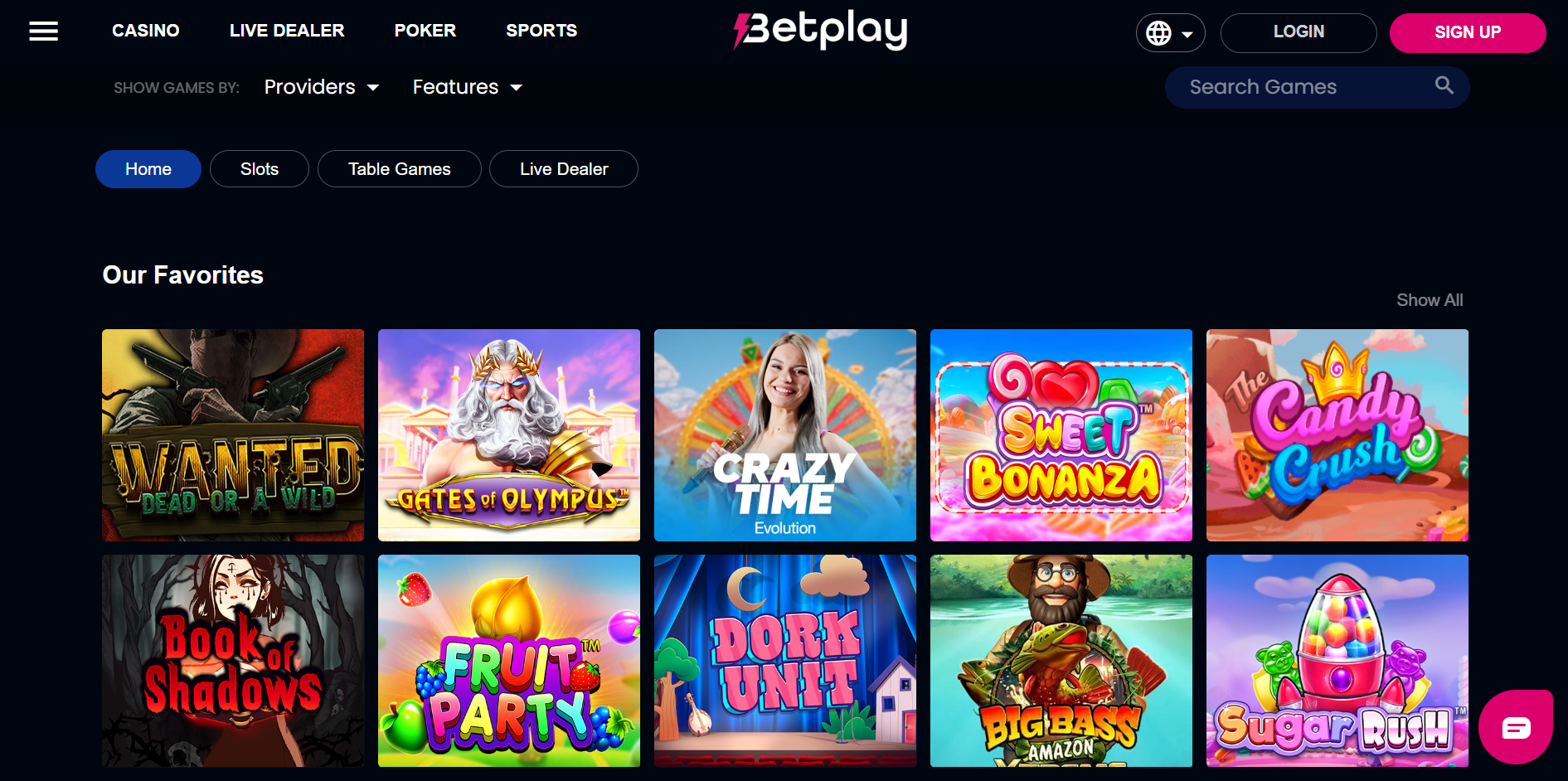 Betplay Crypto Casino Games Lobby