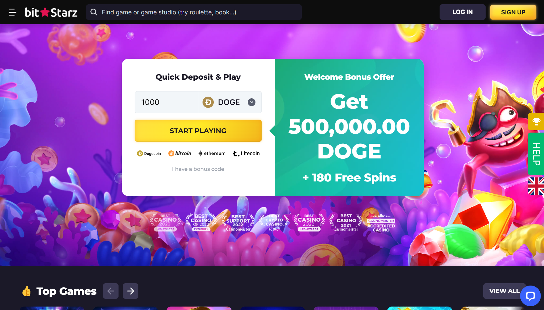 Deposit with DOGE at BitStarz Casino